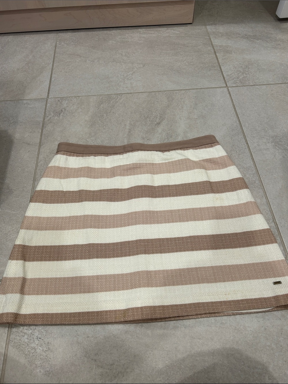 Tommy Hilfiger Cream and Beige Striped Mini Skirt